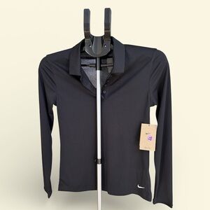 Nike Dri-FIT Women’s Black Long Sleeve Golf Polo Top-NWT